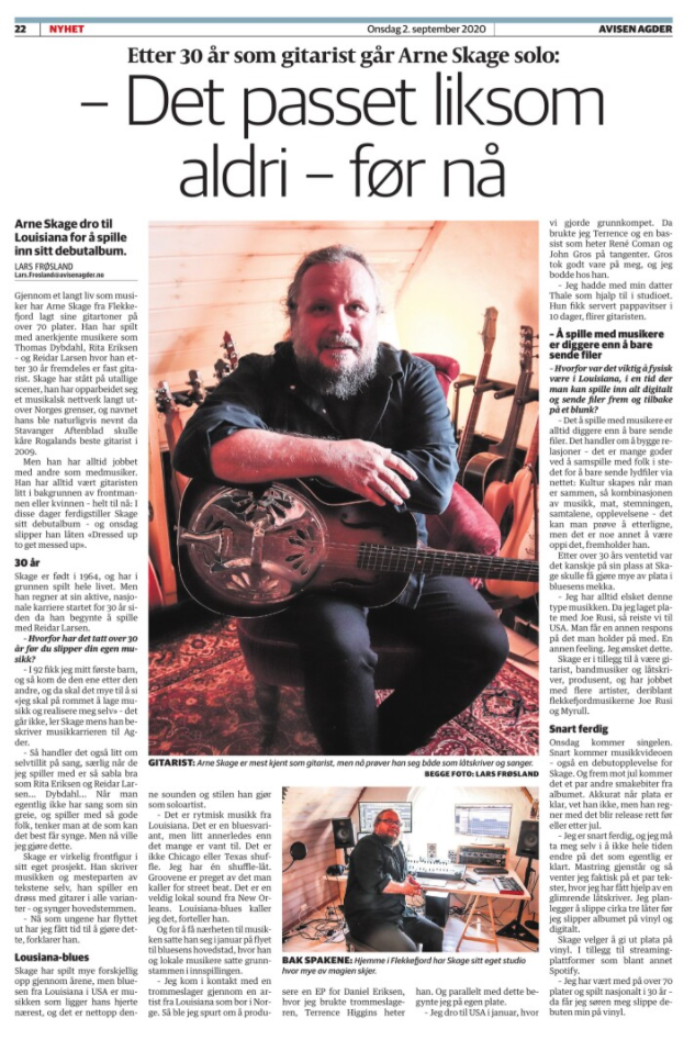 Interview Avisen Agder 02/09/2020