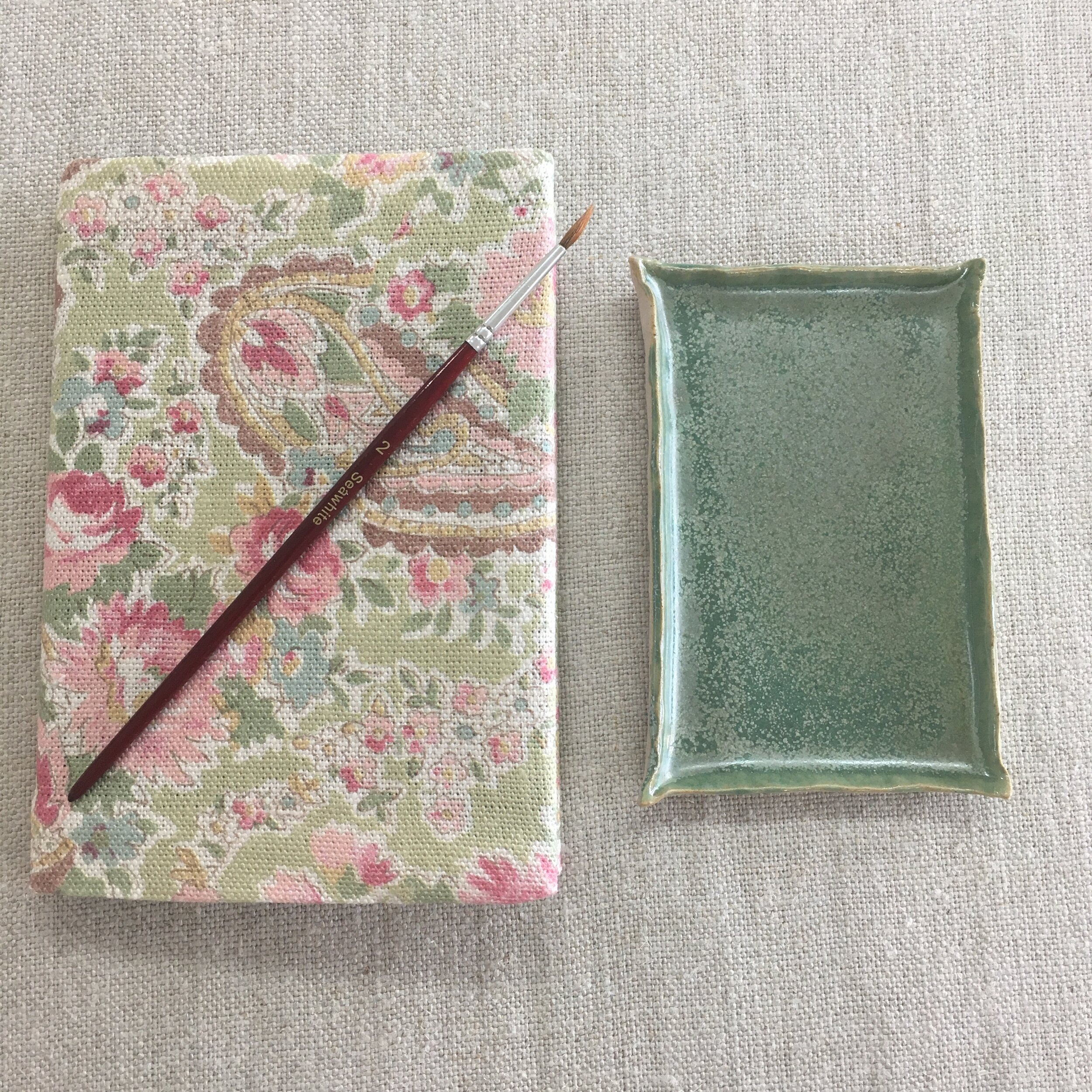 artisan square dish and sketch book