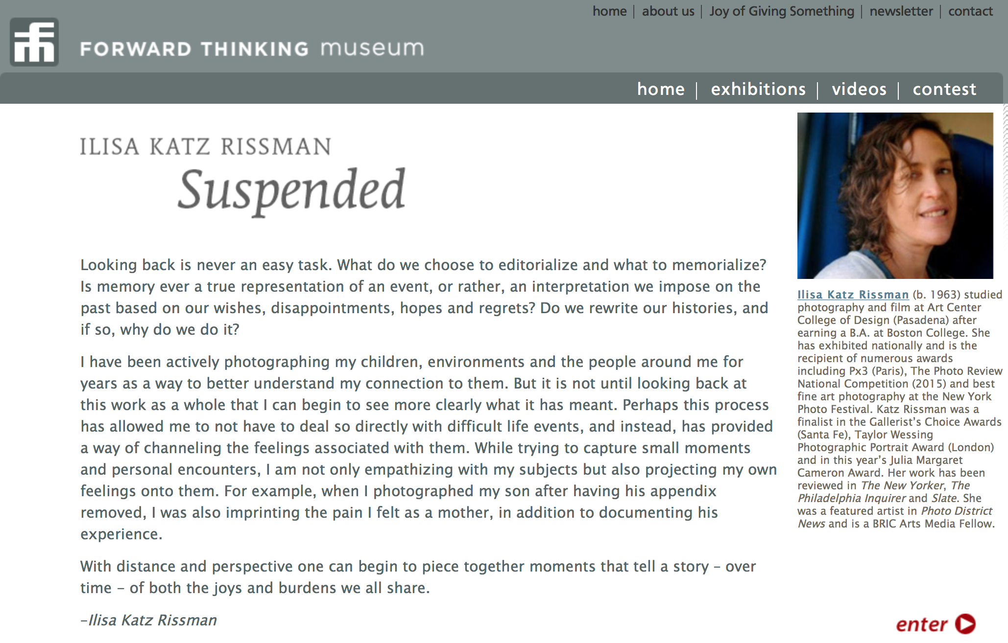 Featured Artist at the Forward Thinking Museum (Nov 2015) http://forwardthinkingmuseum.com/exhibitions/solo_katz-rissman_01.php