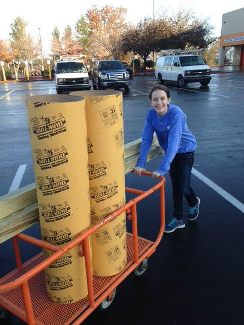 Picked up some cheap labor at Home Depot! Olivia was off this week for Thanksgiving, and gave me a hand hauling materials.