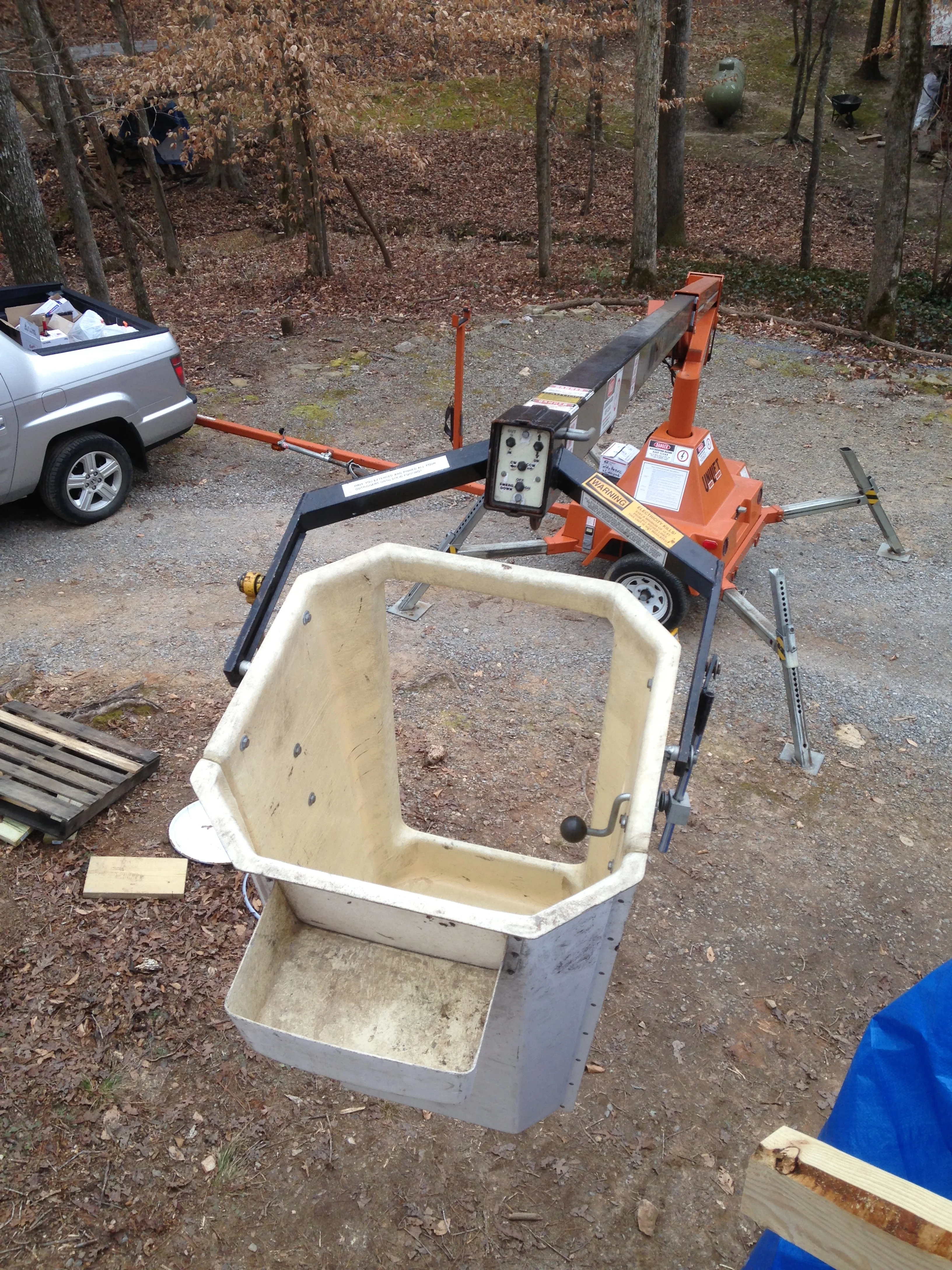 A loft's view of the bucket lift.