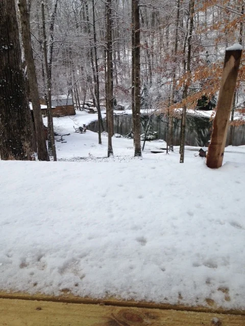 View from the deck after a little snowfall.