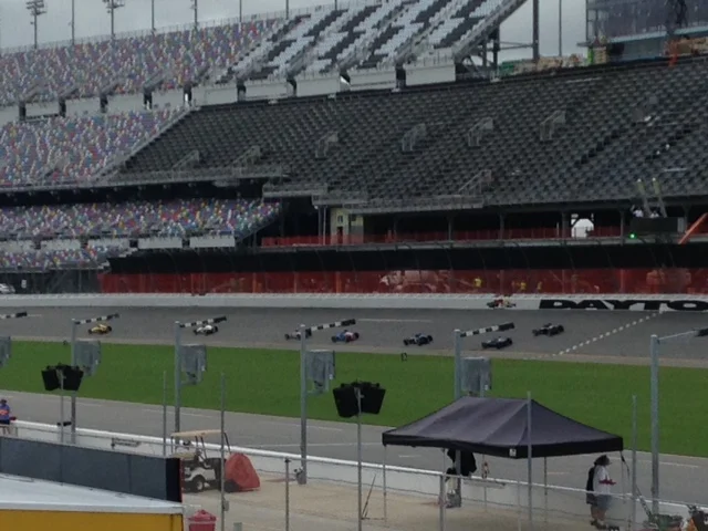 Formula Vees on the front stretch of Daytona International Speedway