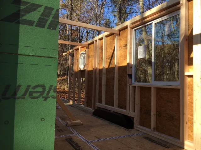 Looking in the living room from the porch.