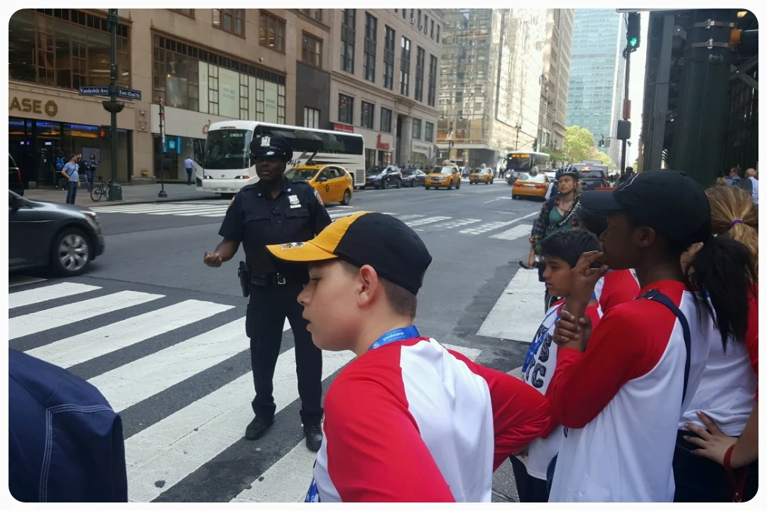 Nice to be directed across the busy street by New York's finest! 