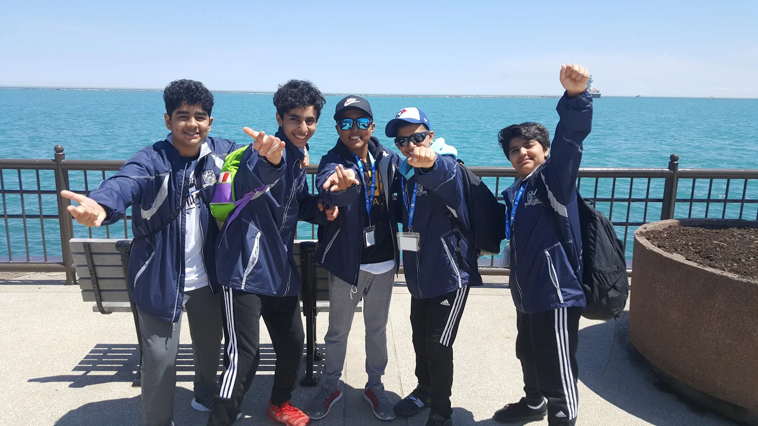 I ran into these heroes at the very end of the Pier. I don't think we've ever been so deep in Lake Michigan. 