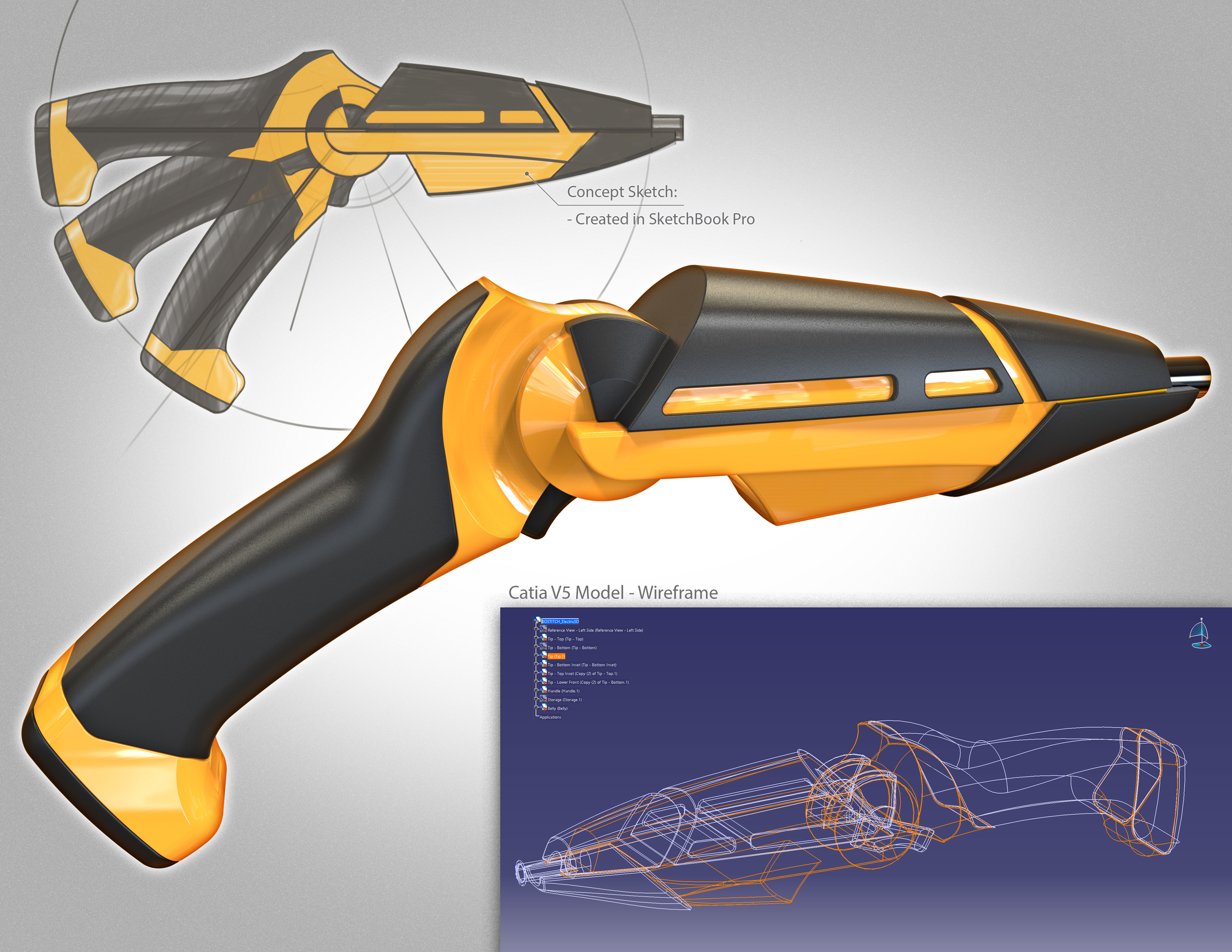 Static Renderings of Electric Screwdriver