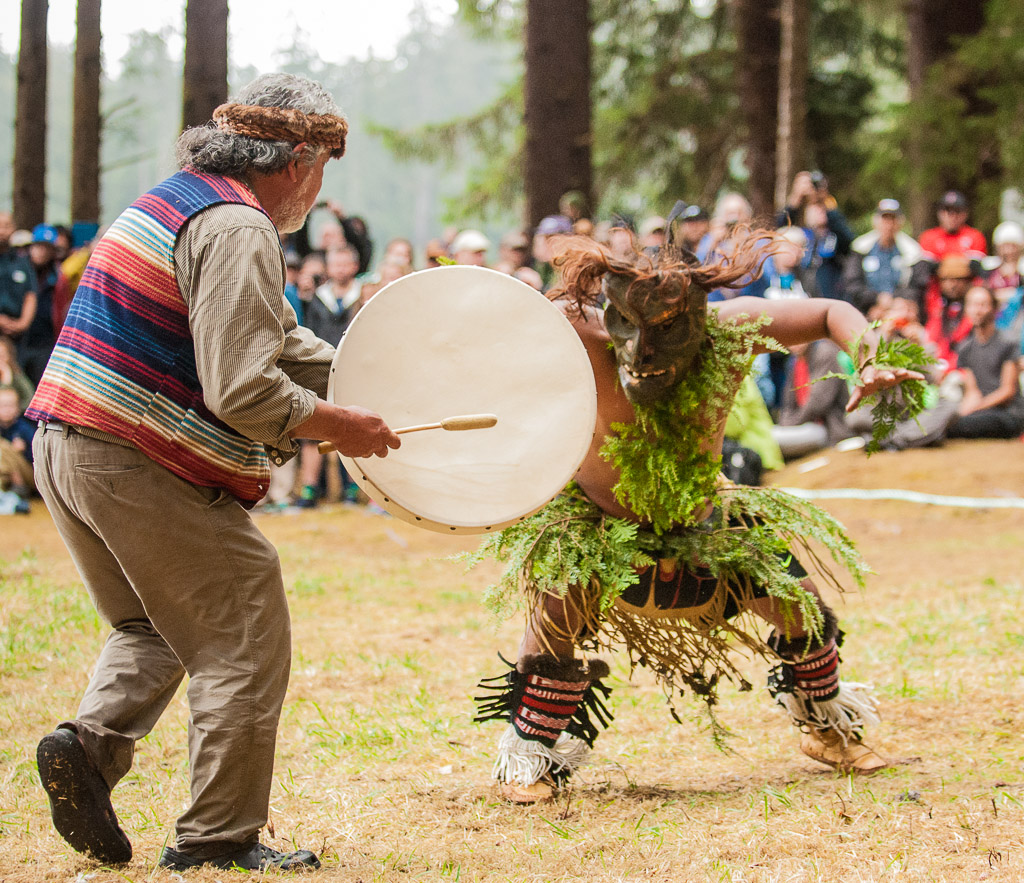 Luckily, the legendary Guujaaw was on hand to drive the Gaagixiid (pronounced guh-geat) back into the forest.