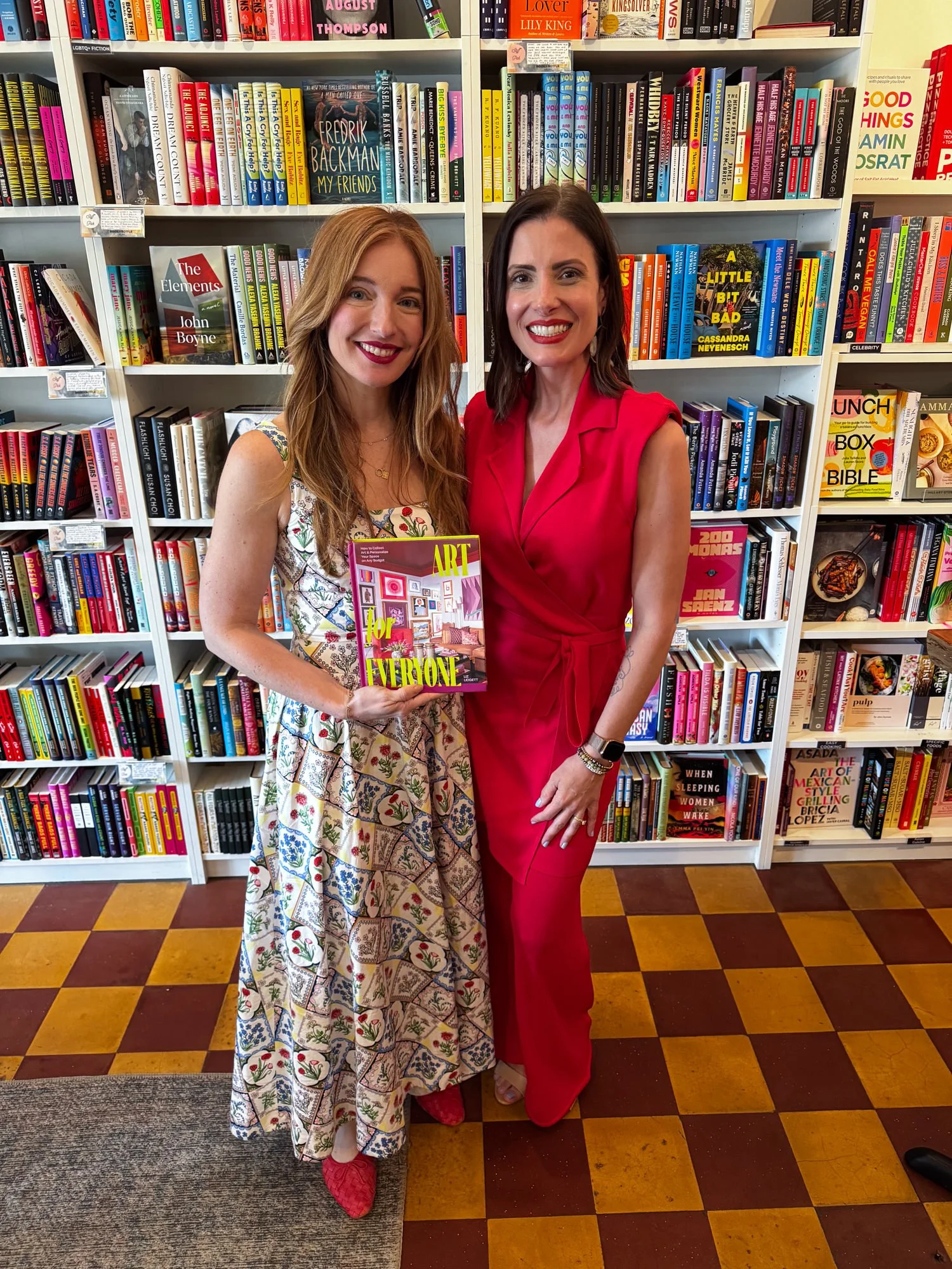 LIZ LIDGETT AND LISA GILMORE WITH ART FOR EVERYONE BOOK