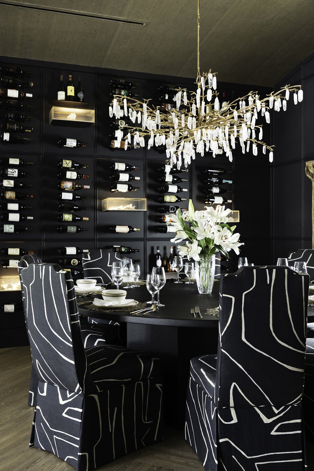 Wine Wall Dining Room - Lisa Gilmore Design