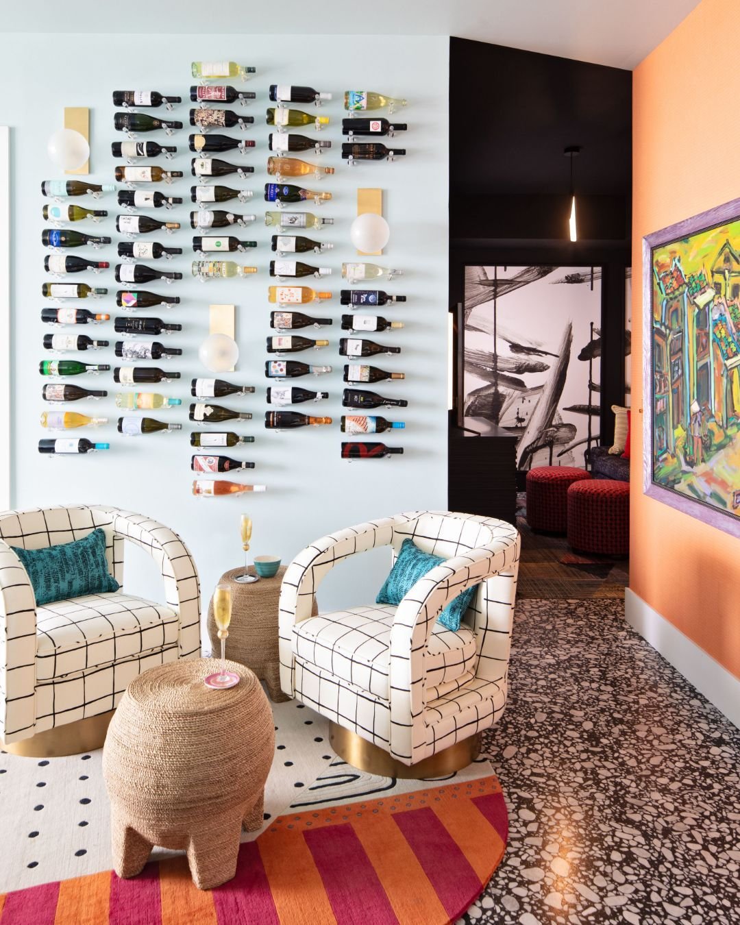The homeowners for this project sent us three paintings from their art collection for inspiration and gave us complete freedom to design their space. That gave us some insight into their personalities, and we took it as a green light to push the boun