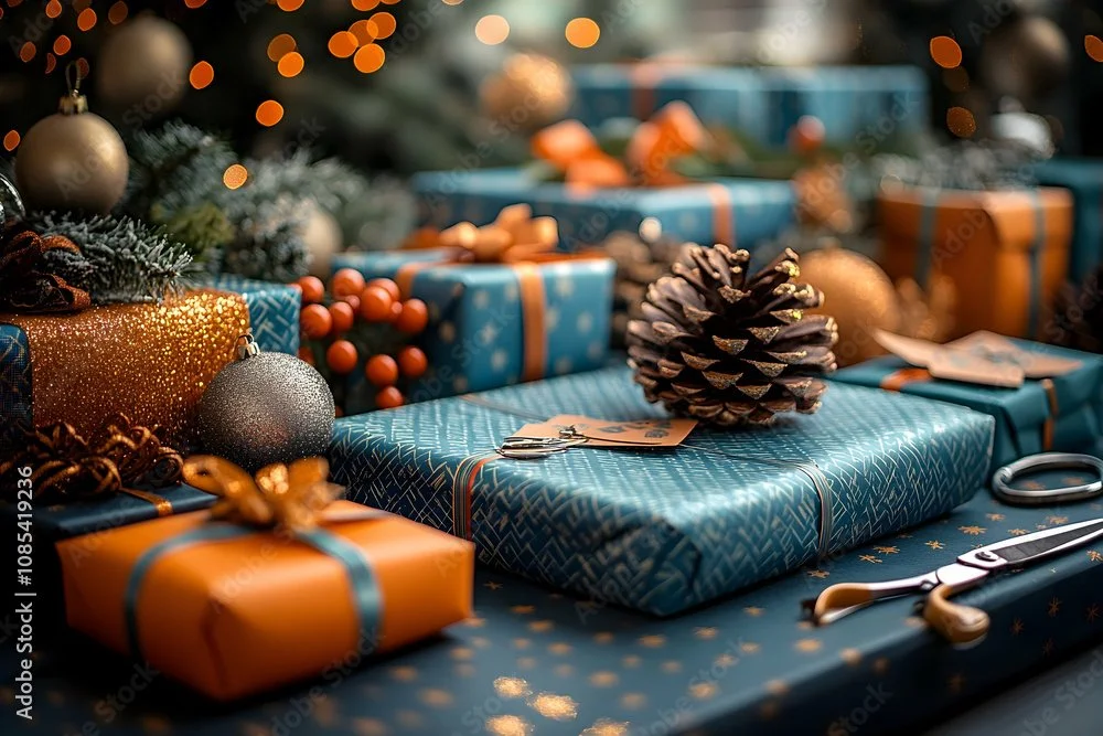 Orange &amp; Teal Holiday Decor | Adobe Stock
