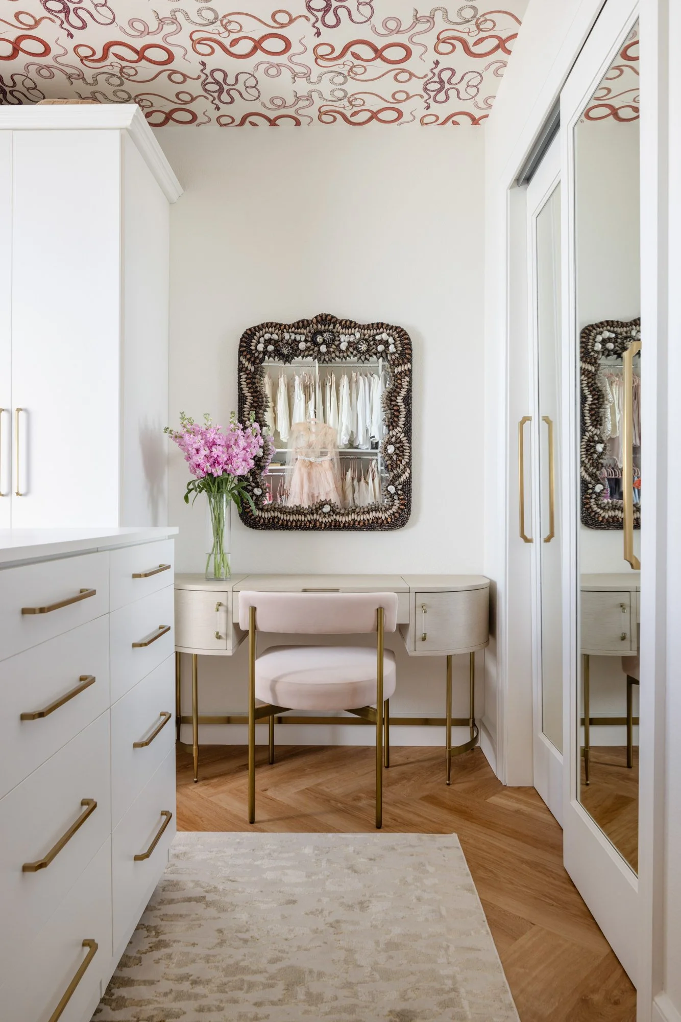 chic dressing room with vanity
