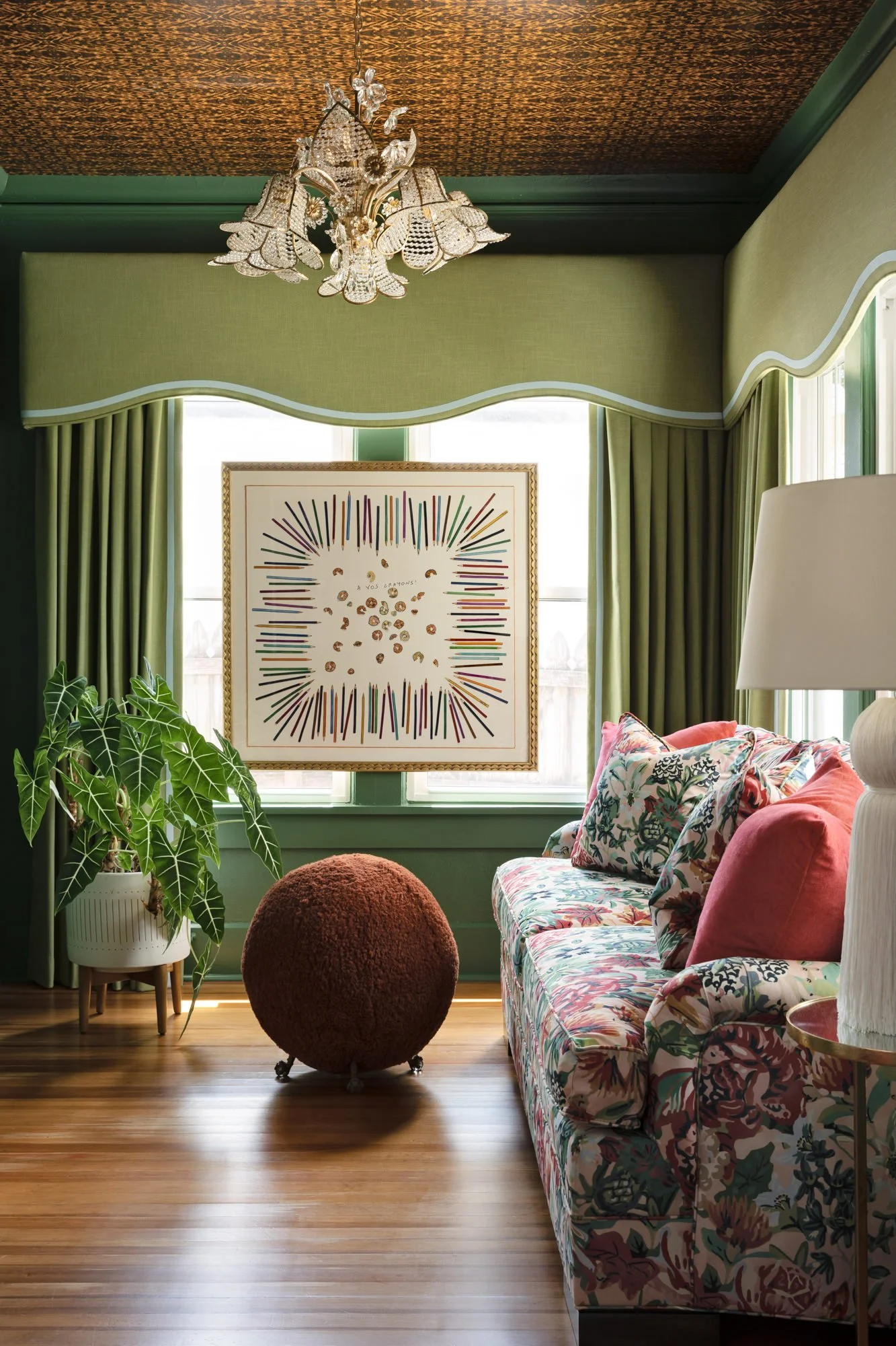 Green window valance - Lisa Gilmore Interior Design Tampa