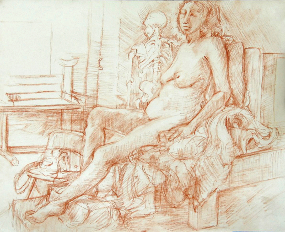 Life and Death, 11"x 14", conté on paper