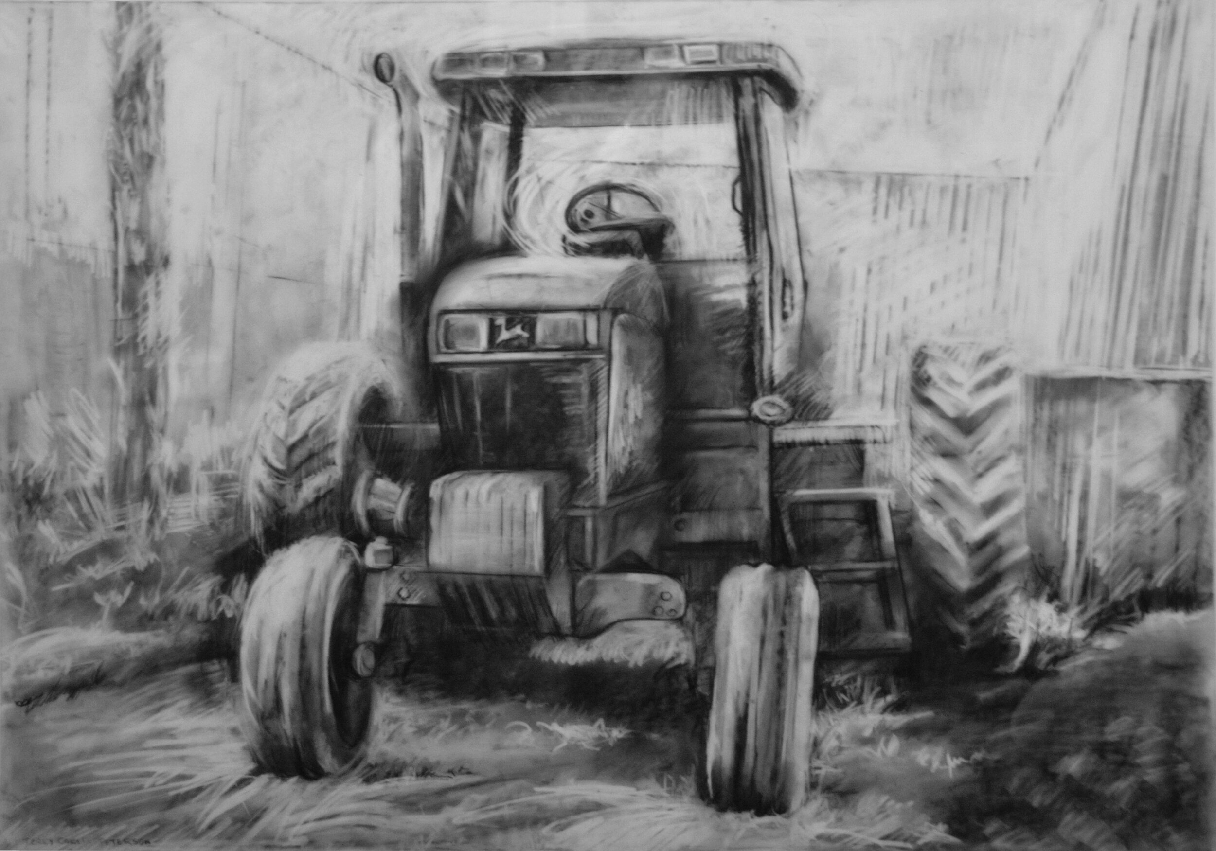 Tractor, 18"x 24”, conté on mylar