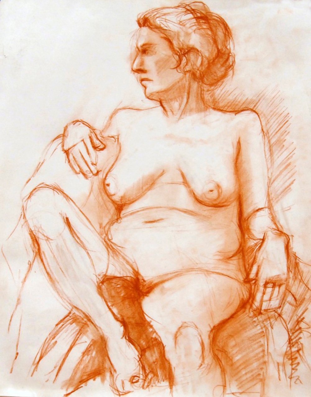 Nude, 9"x 12", conté