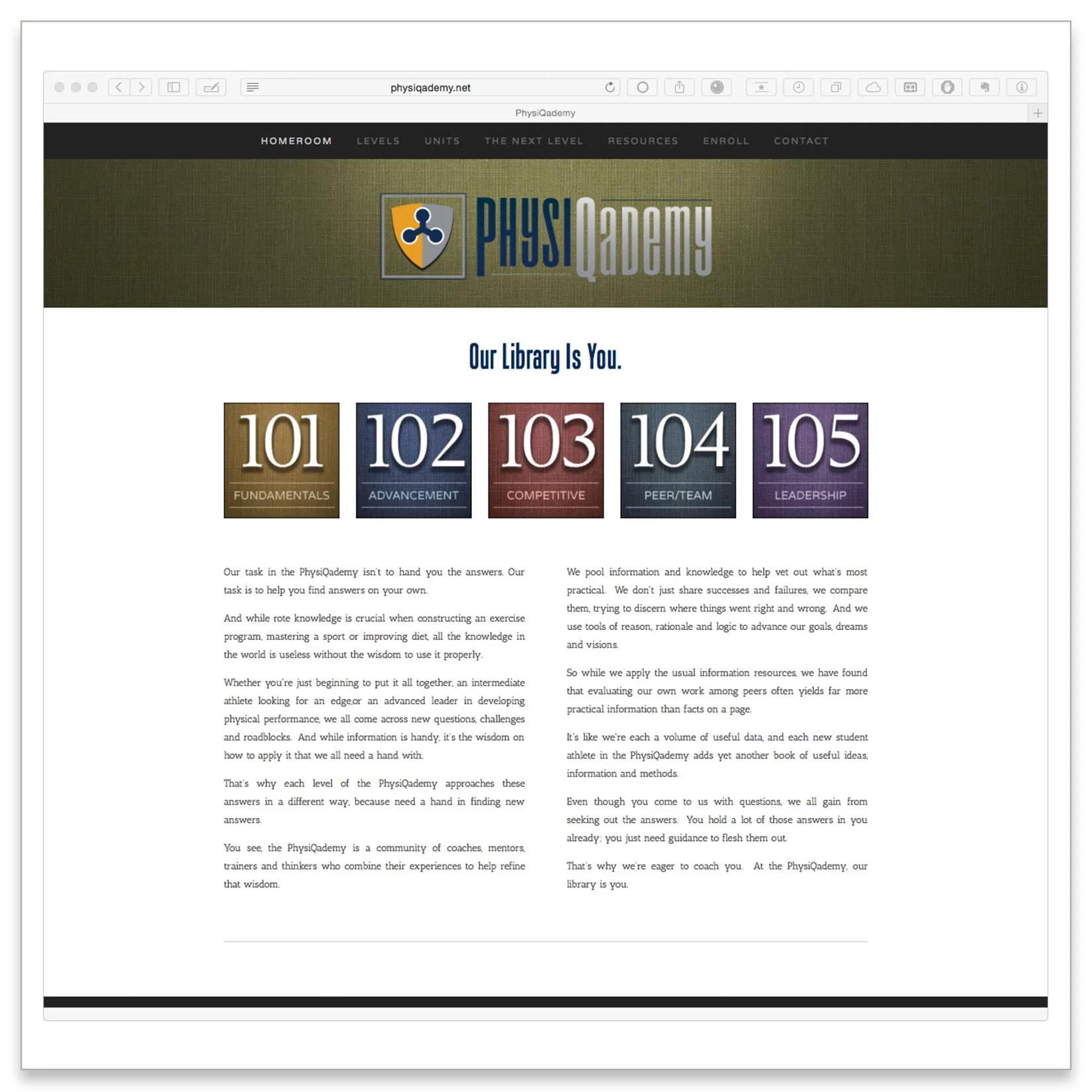 Physique & Athletic Development Schooling Program Website