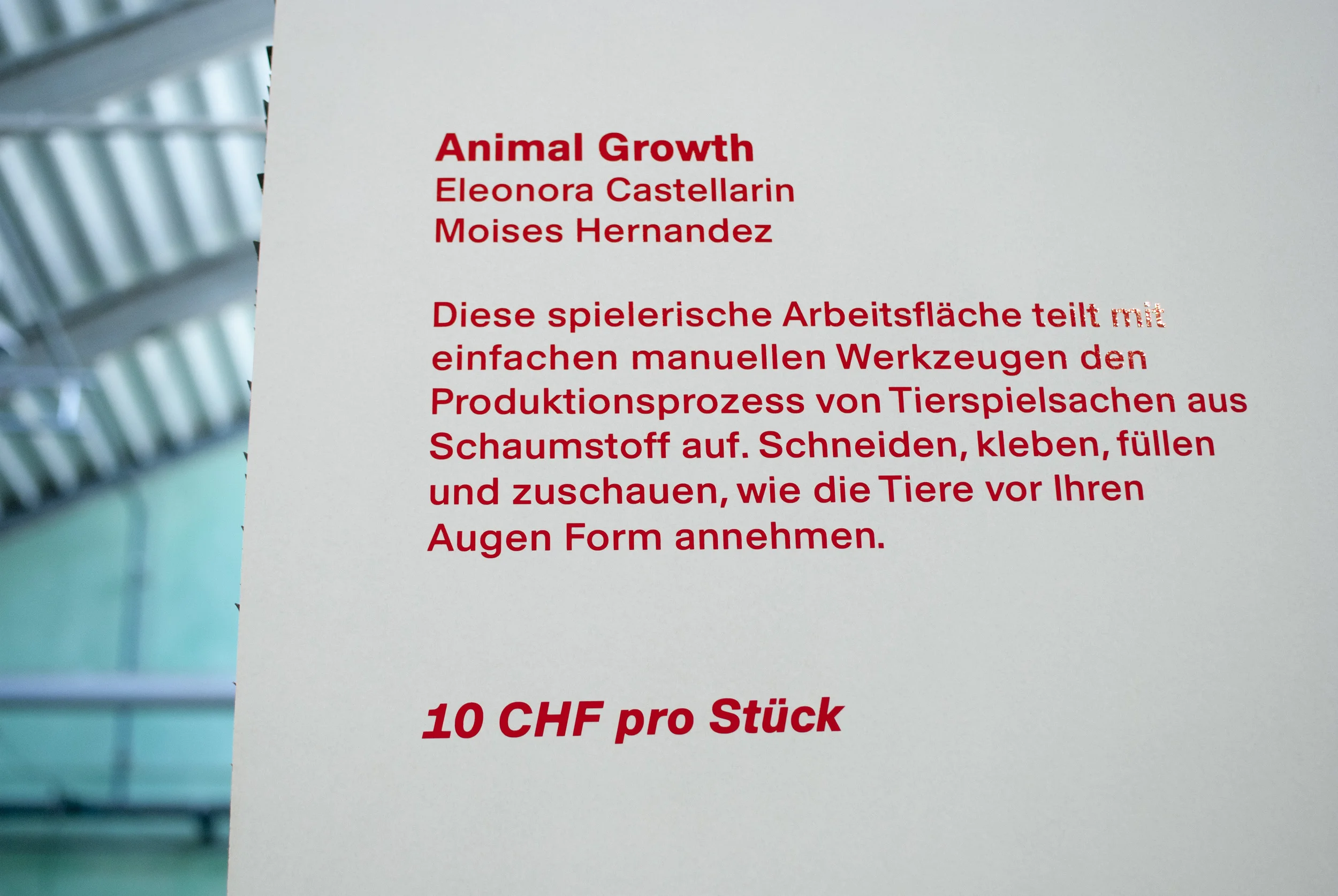 November 8 2012 10 CHF pro Stück. For the 14th edition of Designers' Saturdays in Langenthal, Switzerlandthe Animal Growth project was exhibited and together with Eleonora Castellarin fabricated a bunch of animals toys.