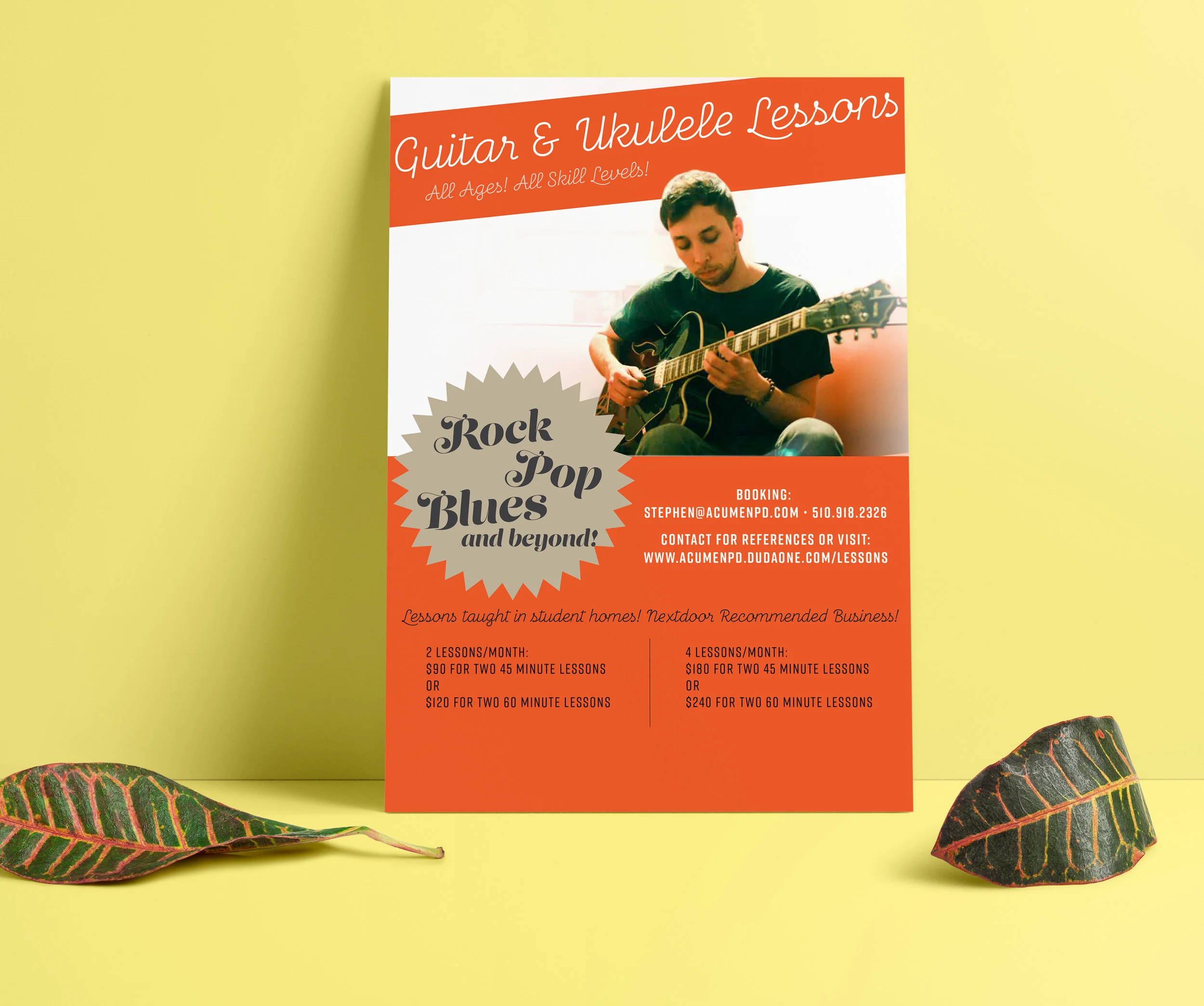  Guitar &amp; Ukulele Lessons poster for  Acumen Productions . (2017) 