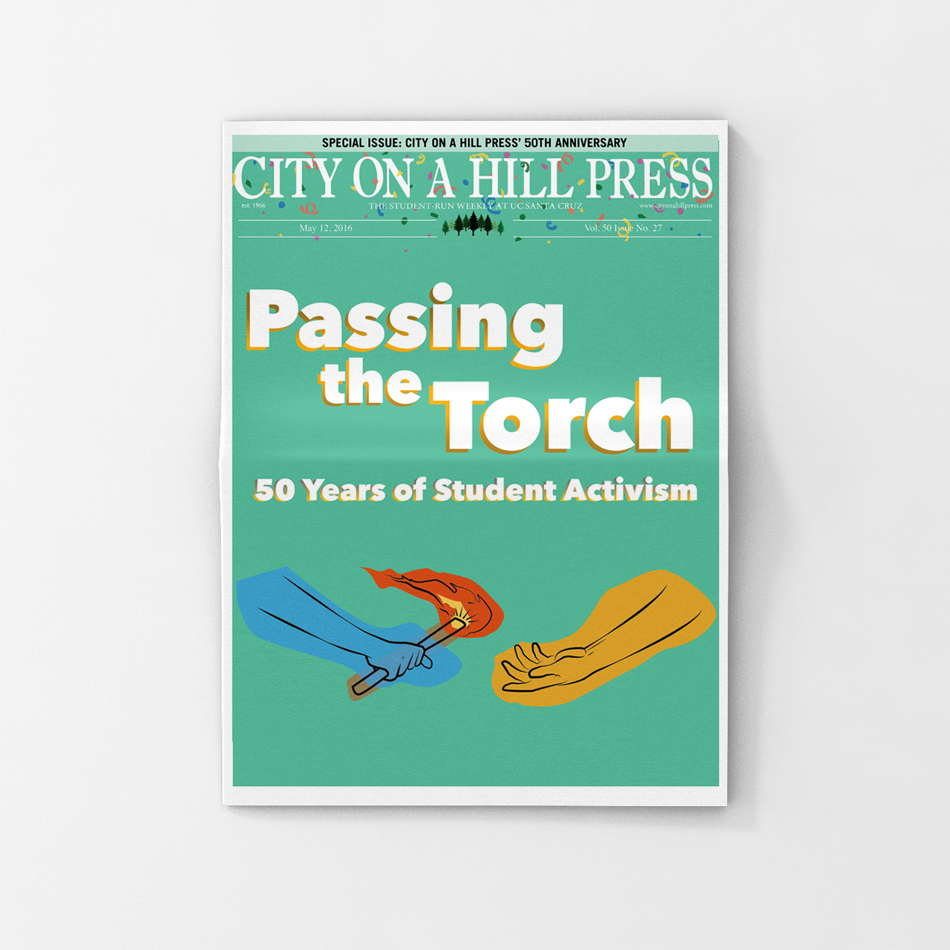  Cover design collaboration with Owen Thomas for  City on a Hill Press' 50th Anniversary issue . (2016) 