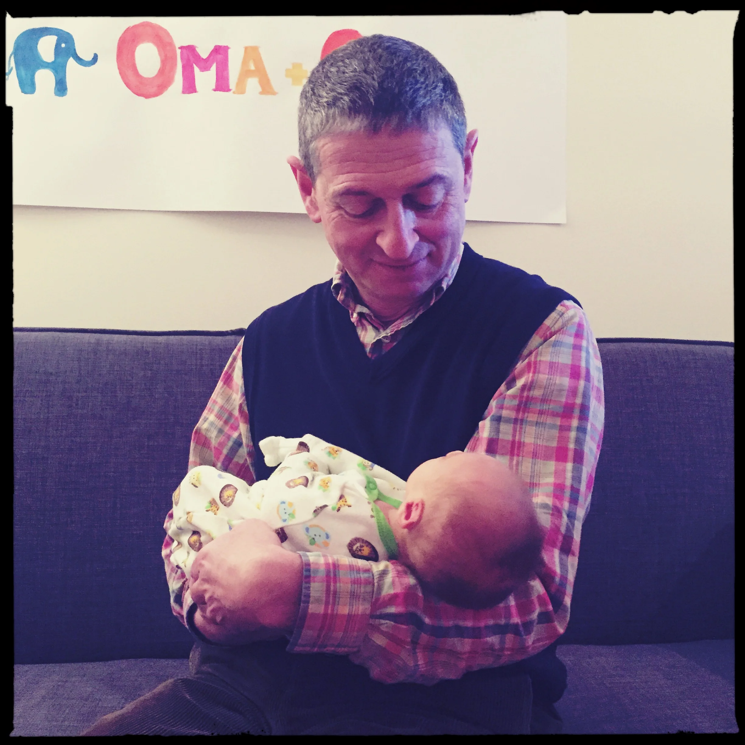 January 3, 2016. First time in дедушка's arms