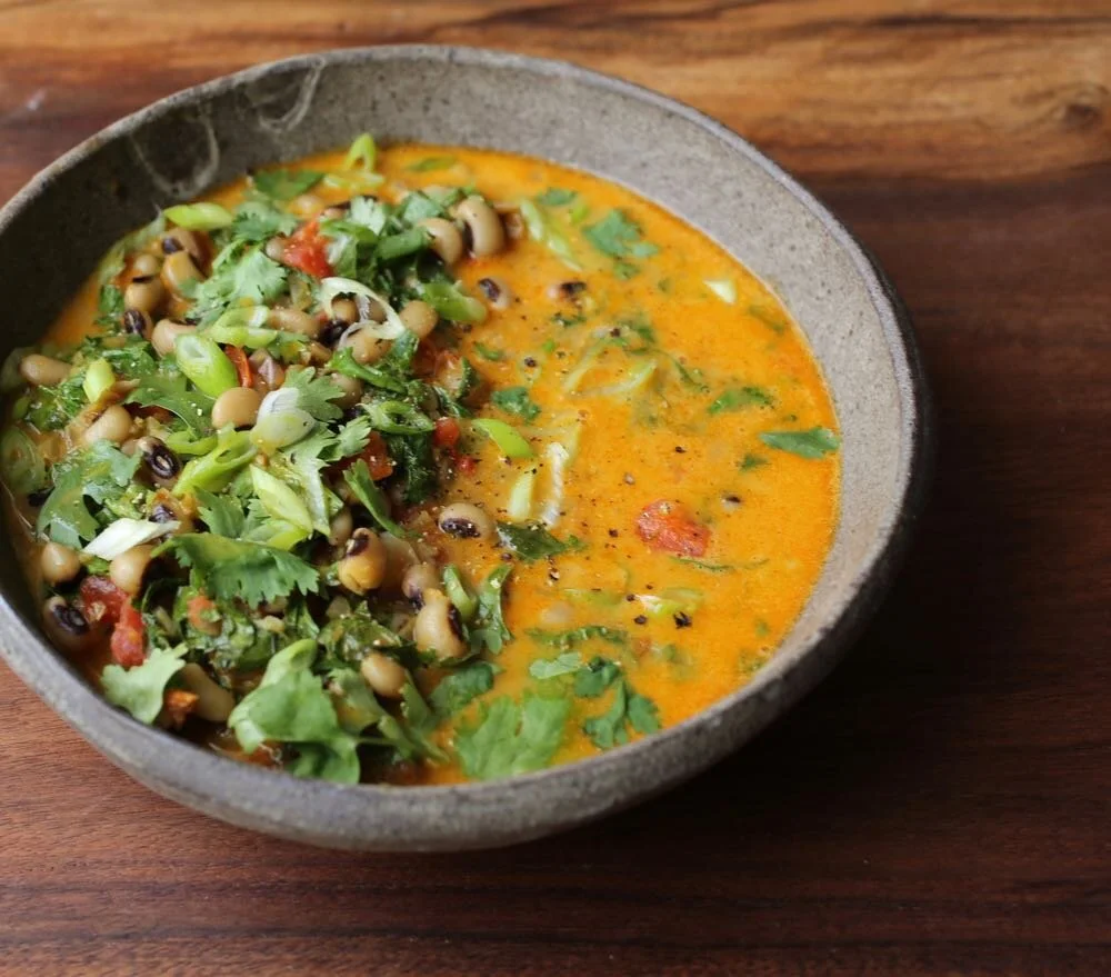 New Year's Spicy Black-Eyed Peas with Greens