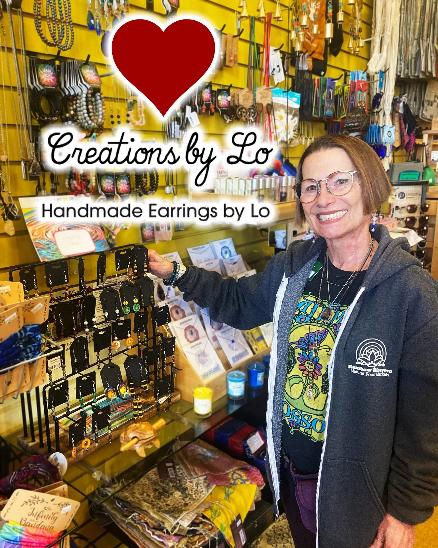 We've got #locallove for Creations by Lo!

Creations by Lo are more than earrings, they&rsquo;re small pieces of heart, handcrafted by Rainbow Blossom&rsquo;s own Lois Esrey. Each pair carries her care, creativity, and the quiet joy of making somethi