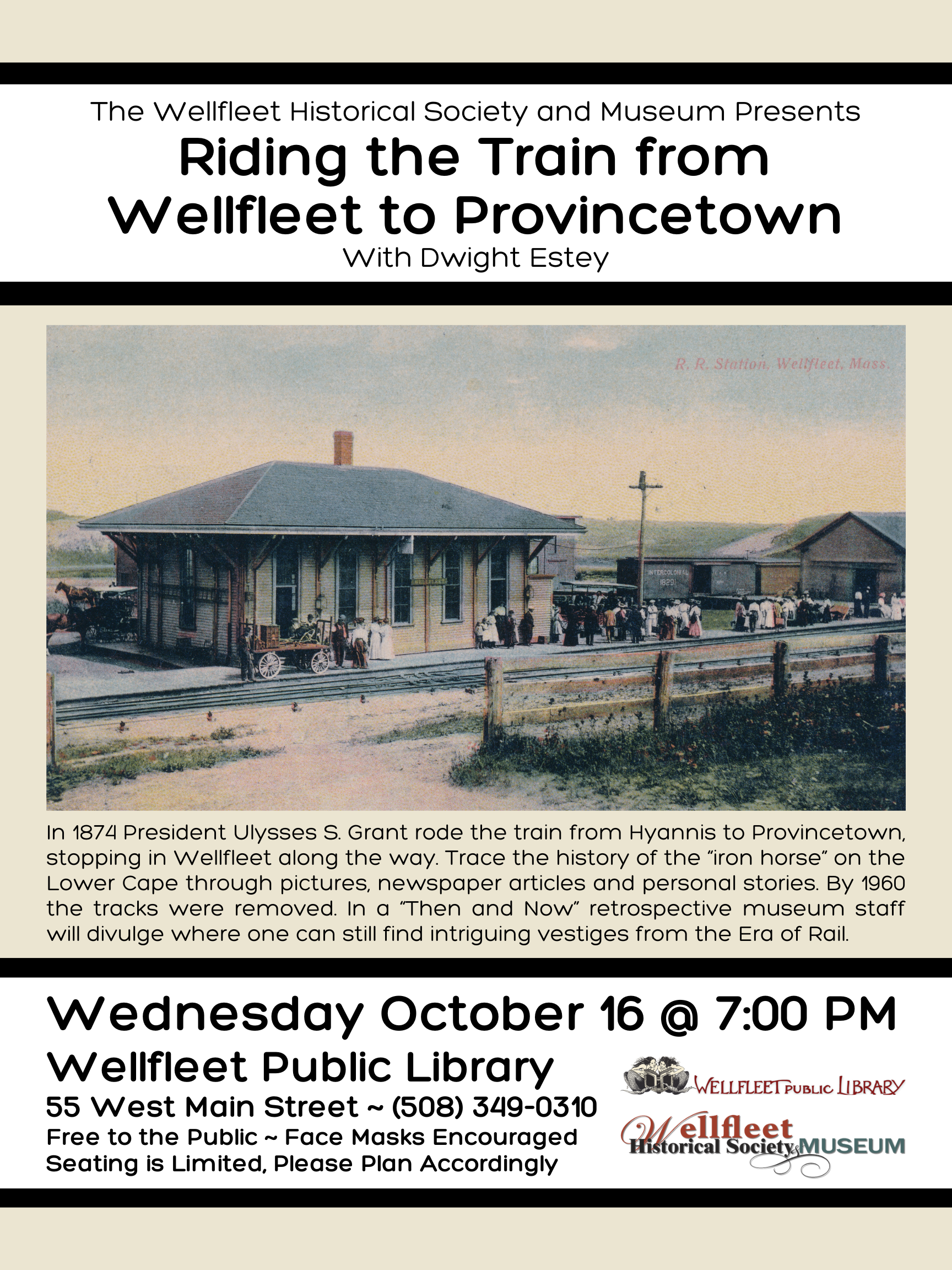October Speaker Series - "Riding The Train From Wellfleet to Provincetown"