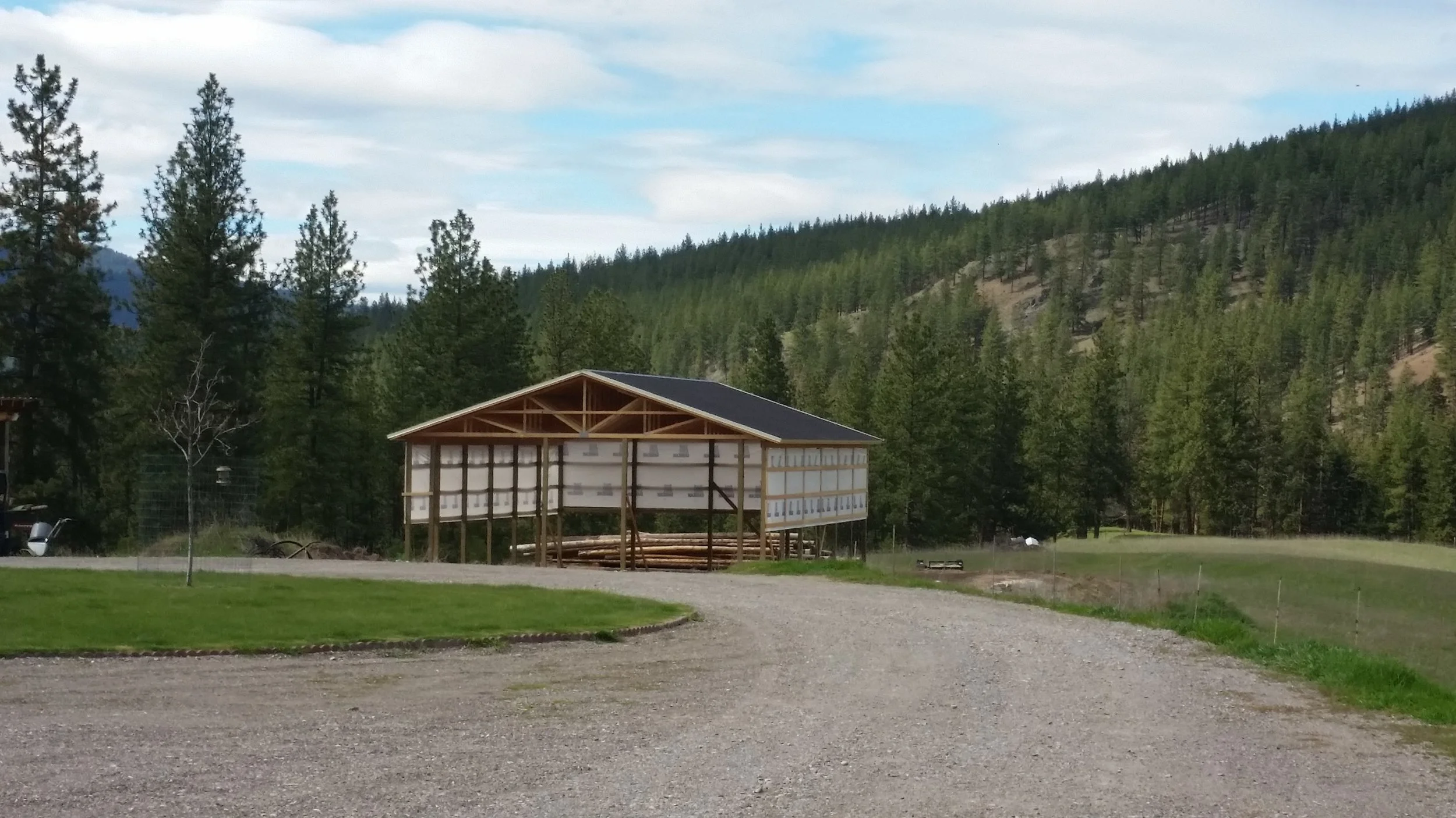 pole barn with walls