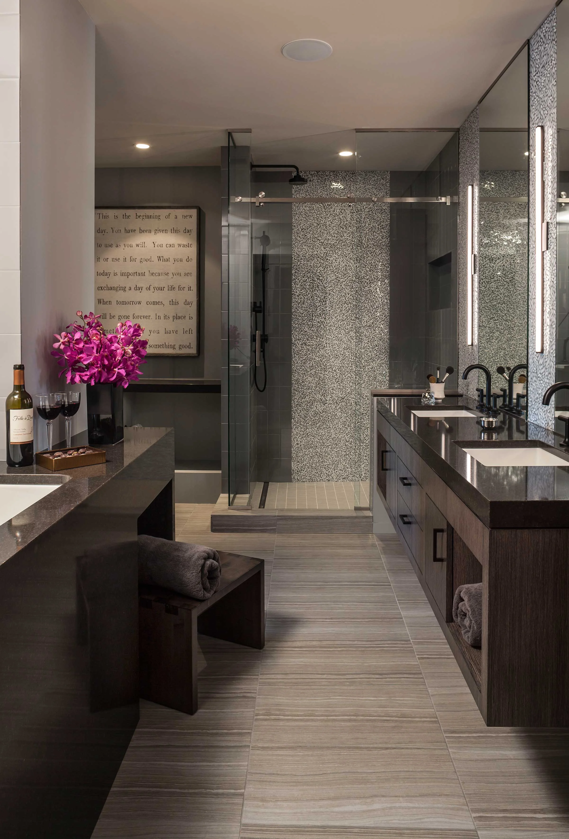 The owner's suite bath features both a soaking tub and a large shower