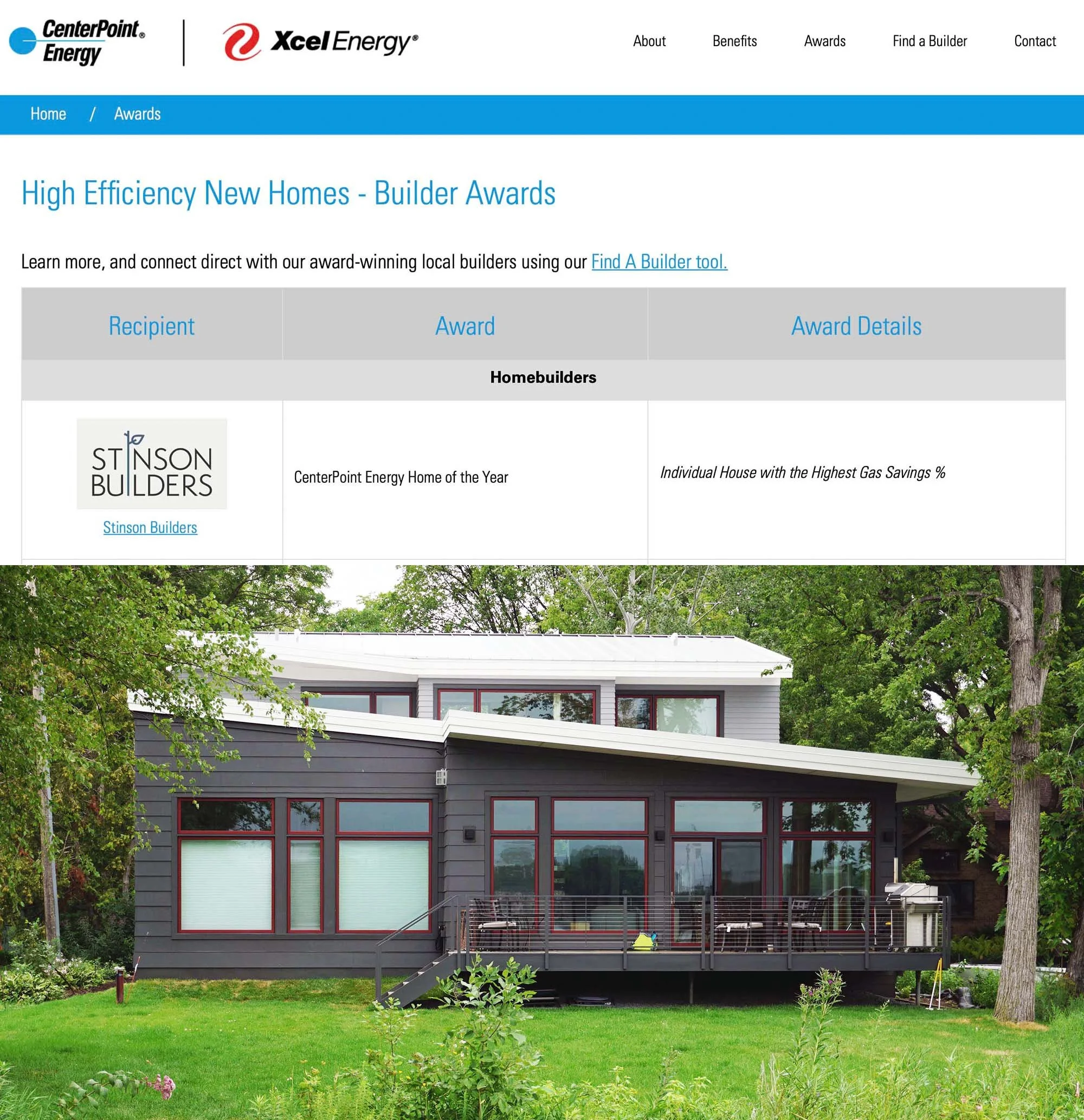 In June 2022, the house was given the CenterPoint Energy Home of the Year Award for high efficiency construction.  Thanks - and congratulations - to Stinson Builders for submitting the house for consideration. 