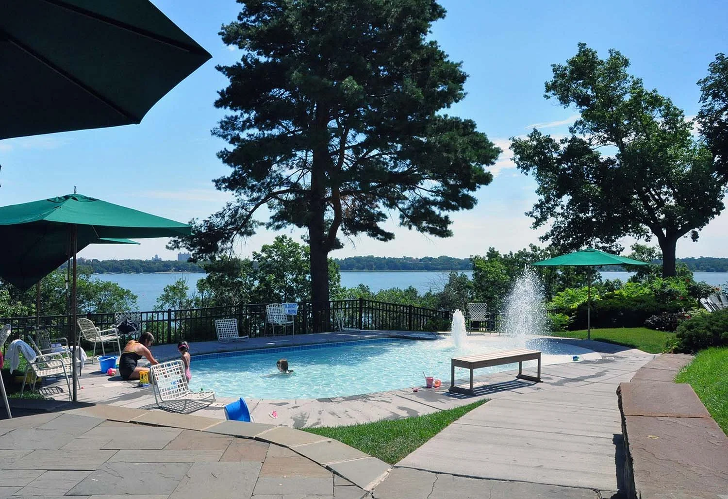  Newland Architecture did the design for the new kid’s pool, overlooking the lake.  General contrator: Zeman Construction  Civil engineer: Clark Engineering 