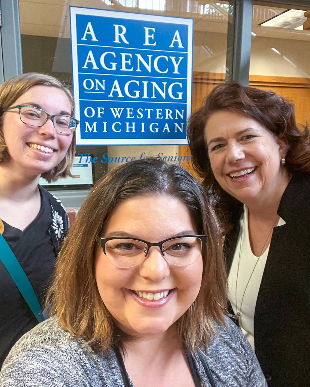 Executive Director Amy, Program Director Abbie, and Communications and Program Assistant Erica presented at the @a3wmi. They shared the valuable impact that the financial support from Kent County Senior Millage has on the senior clients at Revive &am