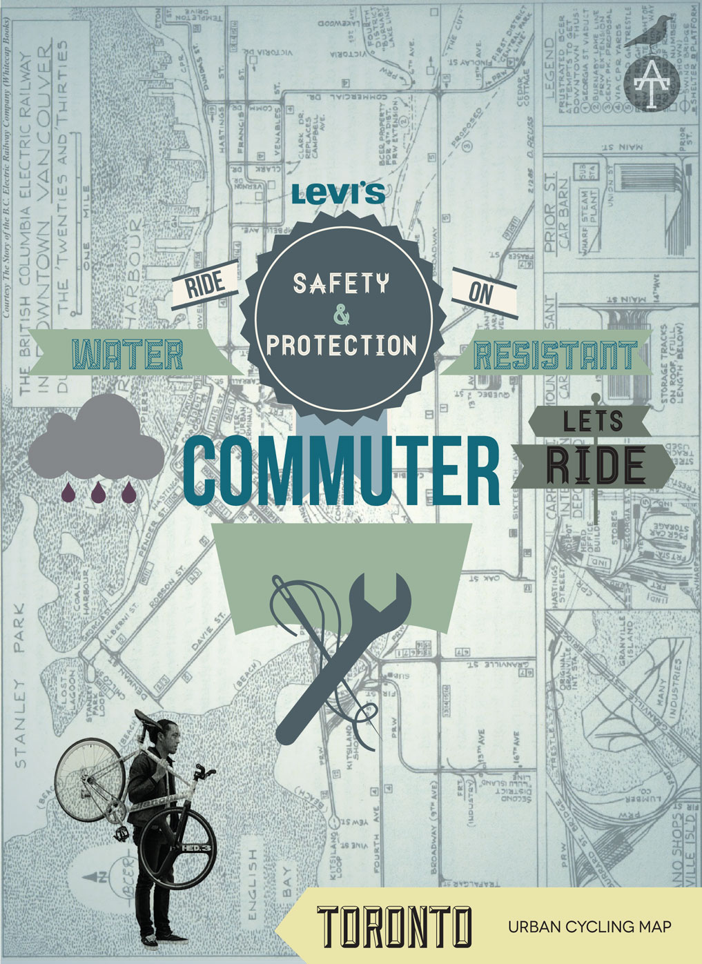Cover of the Promotional Map found in the back pocket of each pair of Commuter Jeans. Each map would be specific to the region in which they were purchased.