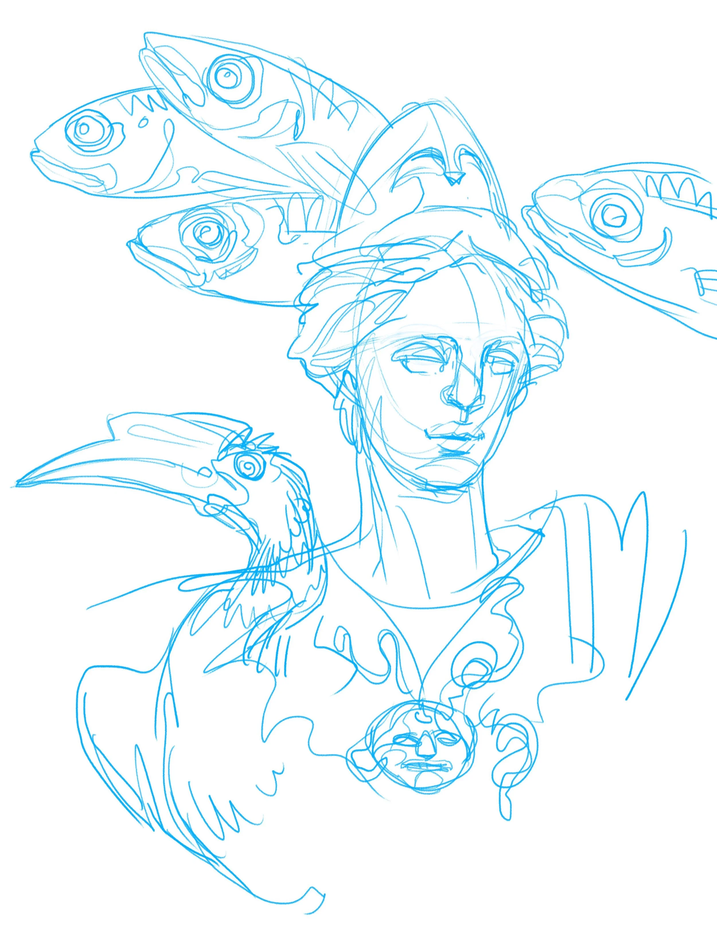 Today&rsquo;s doodles: more fish, more LACMA, more bird