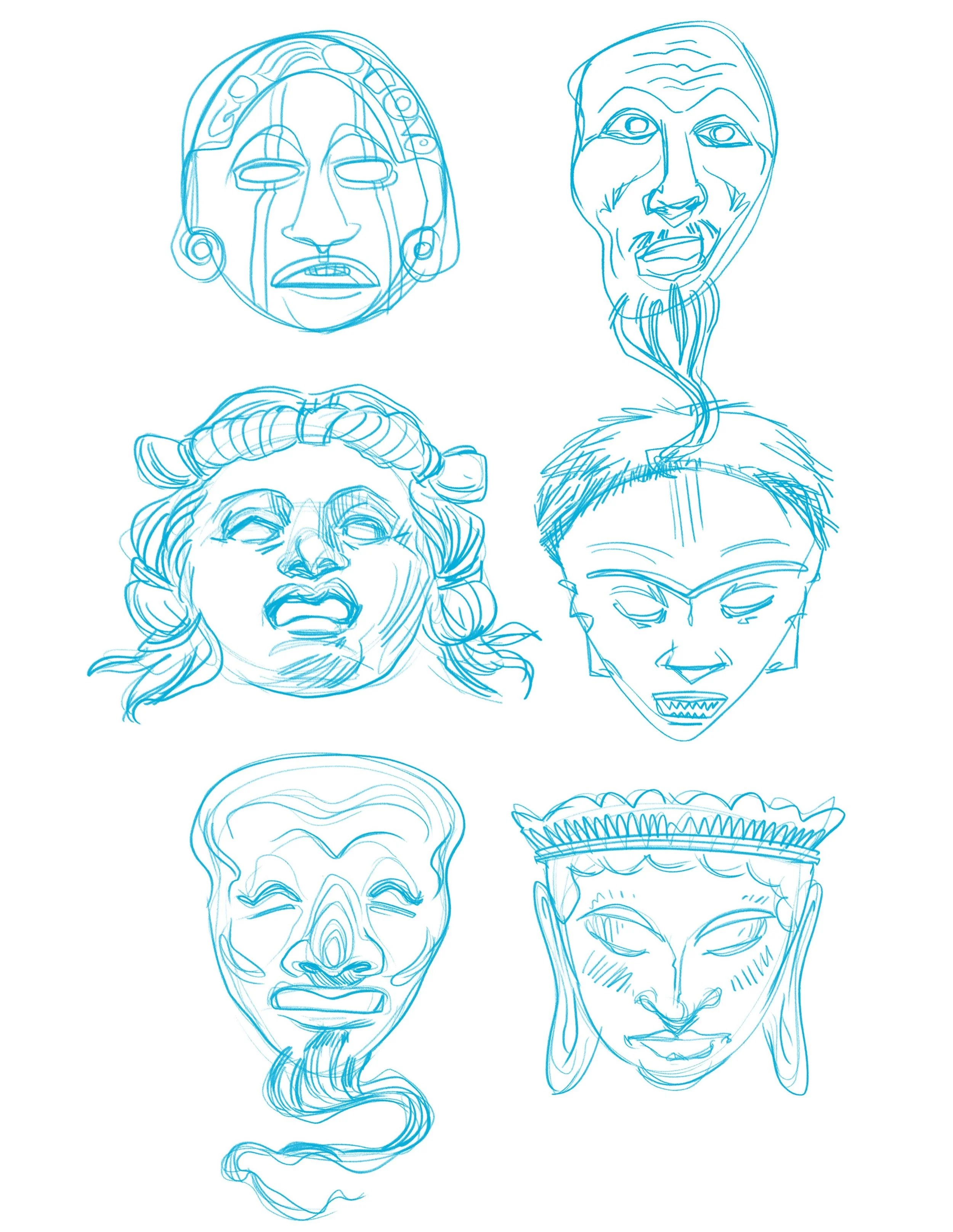 Antique mask studies