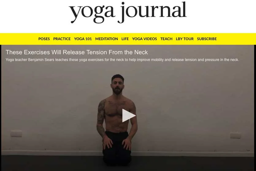 FEATURE ON YOGA JOURNAL Is the tightness in your neck affecting your yoga practice? In this short video, yoga teacher Benjamin Sears teaches simple, yet powerful exercises for neck mobility and neuromuscular awareness. He also delves into how to adjust a popular posture, Downward Facing Dog, to take the pressure out of your neck.