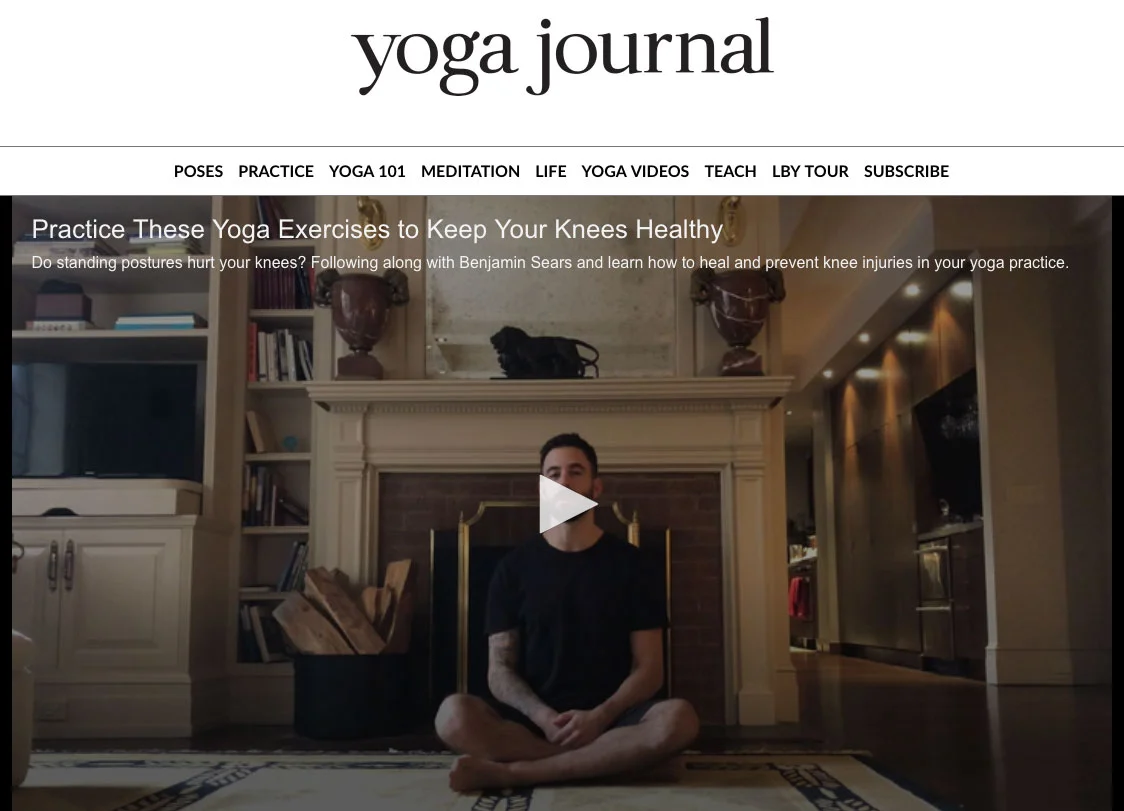 FEATURE ON YOGA JOURNAL If your yoga practice is putting pressure on your knees, we hear you. Follow along with Benjamin Sears, as he teaches simple, yet powerful exercises for a couple common issues around knees: lack of internal rotation, and weak or tight hamstrings. In addition, he addresses the importance of protecting your knees in standing Warrior postures.