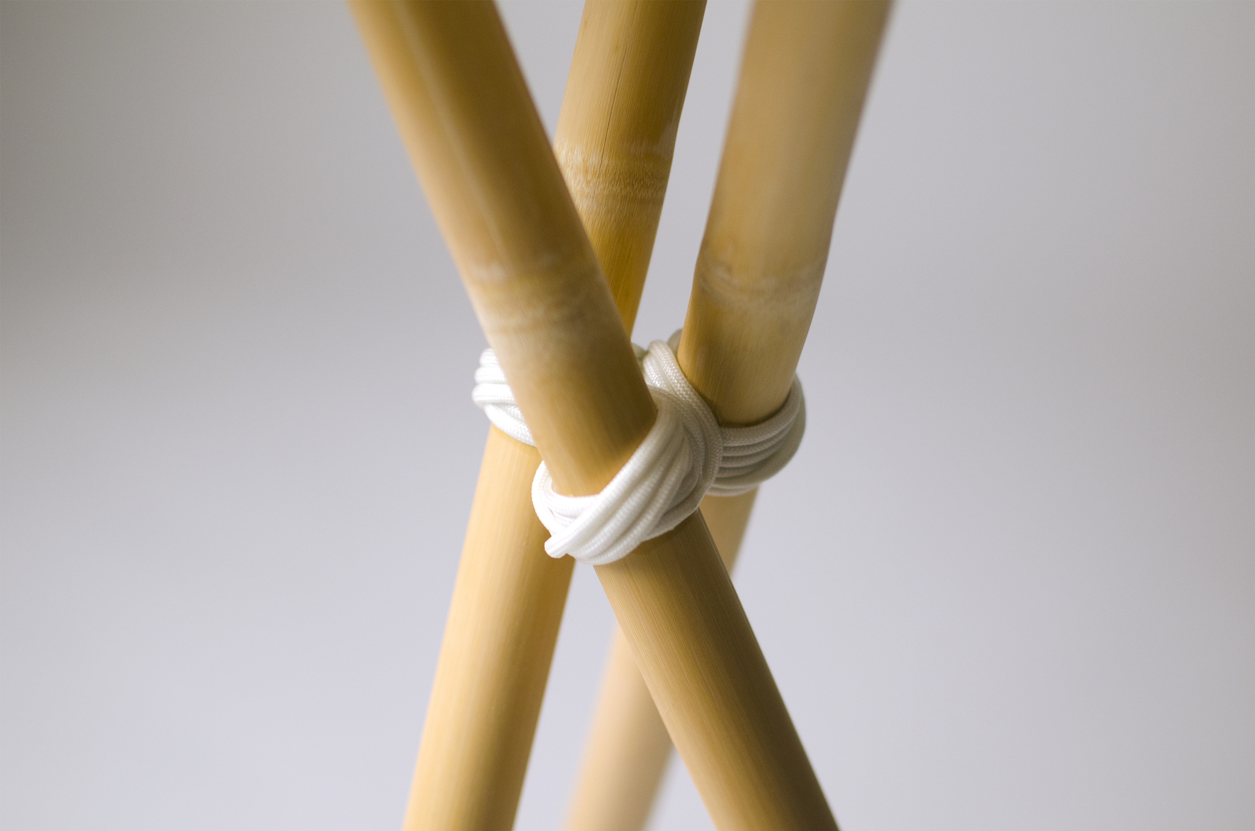 Legs are lashed with hardened paracord