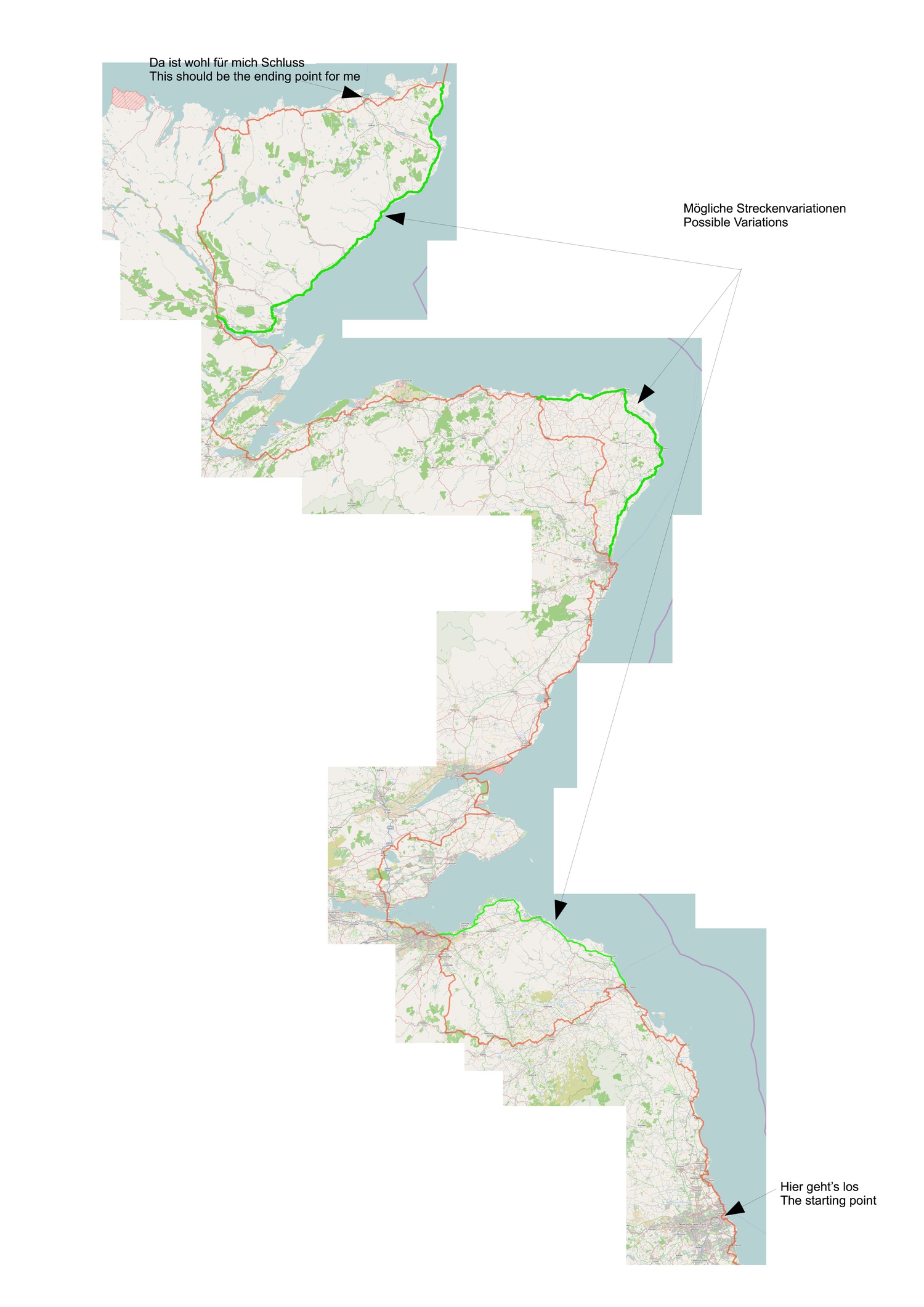 fie offizielle Route mit den möglichen Kursabweichungen / the official route with its possible variations © CCBYSA 2010 OpenStreetMap.org contributors