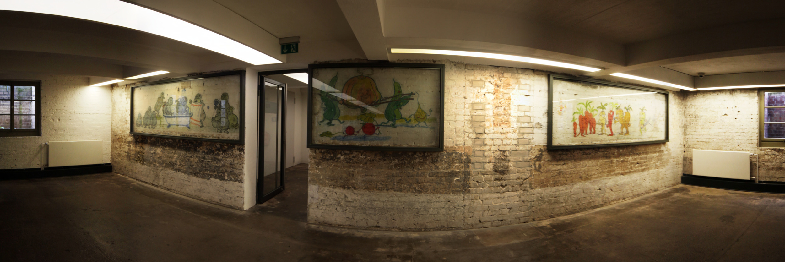 Wansmalereien im Keller der Küchenbaracke des Lager Sachsenhausen