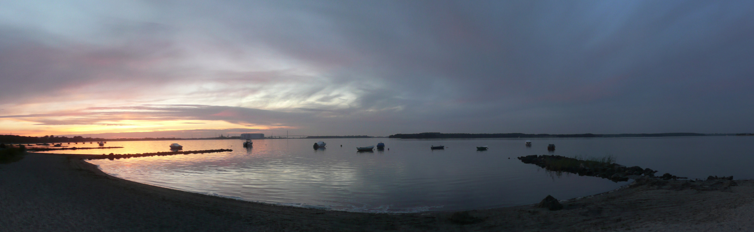 Sonnenuntergang mit Blick auf Stralsund