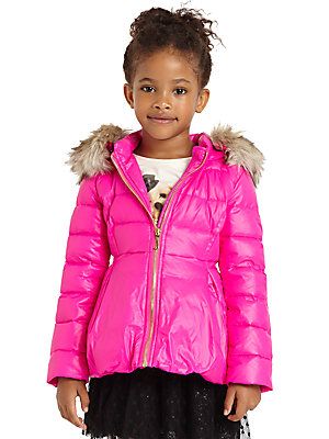 This Juicy Couture Puffer is also an Extreme Puffer, Extremely Girly that is! Not only is it neon pink with the most amazing Bubble Peplum, but it also has Removable Faux Fur Trim around the Hood. If this does not make your Girly Girl feel like a Snow Princess, I do not know what will. I love this Puffer sooooo much, I wish it came in Adult sizes…. Yes I would pull off a Neon Pink Peplum Puffer if I could! 