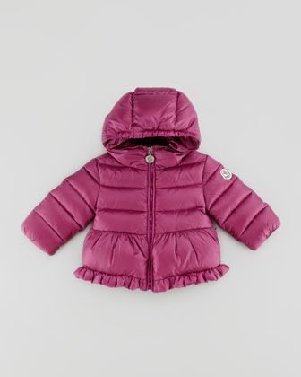 This Moncler Odile Puffer is for a True Princess. It has extra Cuteness with the Ruffle at the Hem in addition to the Peplum and it has extra Warmth with its signature down/feather fill. 