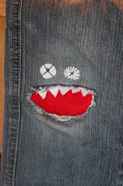 This Monster Patch is my absolute favorite, as it is just as cute for a girl as it is for a boy. Parents.com has an easy tutorial for you to follow, and their Patch Mouth is Blue. You can use your Child's favorite color to make their Monster Unique- this is sure to be your child's favorite pair of jeans!