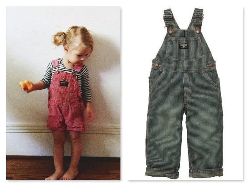 These are the Overalls I am off to get my Son! The genuine article… OshKosh B'Gosh Overalls with lots of pockets for storing his cars and favorite animals, and with authentic hardware and reinforced stitching. I also love the Red color of the Classic Hickory Stripe, these overalls looks absolutely adorable worn with a Stripe T-Shirt.