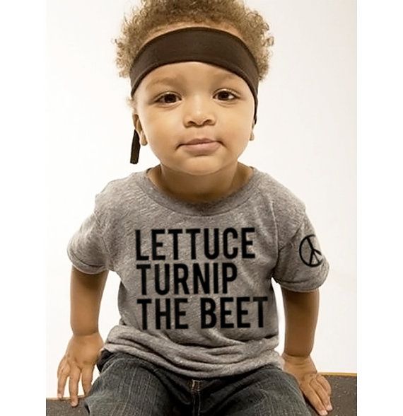 This Hand Made, Custom Order "Lettuce Turnip The Beet" Statement Tee is from Coup at Etsy. And if you are a Pinner (Like Me), you may have seen this shirt in the 2012-13 "popular" section of Pinterest! This is a Statement Tee that is sure to get Lots of Comments, Smiles, and Laughs from anyone who sees it! 