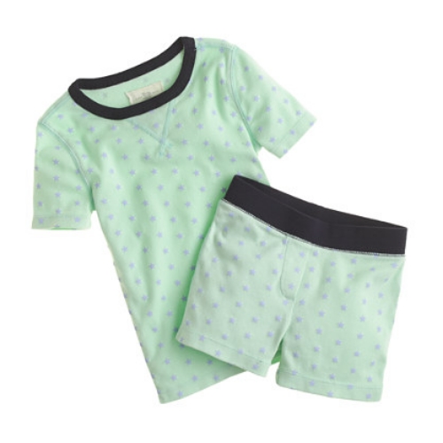 These J.Crew GIRLS' GLOW-IN-THE-DARK SLEEP SET IN TINY STARS have lots of little stars to light up the night! Yes, they actually glow in the dark- making these Pajamas the coolest!