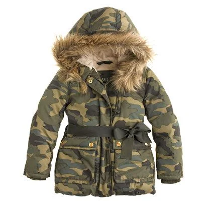 J.Crew Girls' Furry Hooded Puffer in Camo: 40% Off